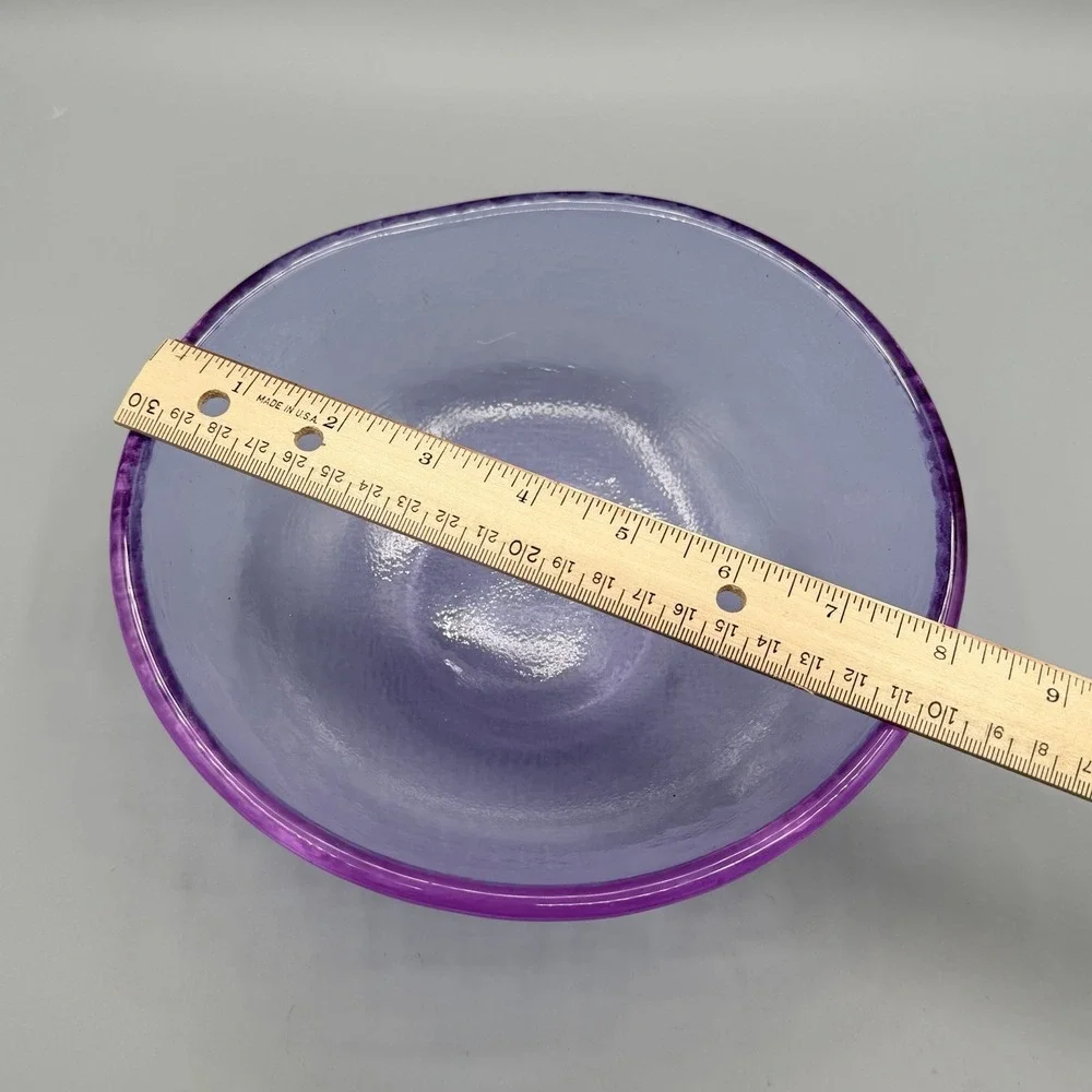Fire and Light Recycled Glass LAVENDER Purple Bowl 8in AS IS